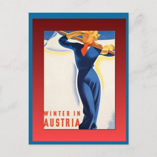  Ski Poster, Ski Oostenrijk Briefkaart (Voorkant)