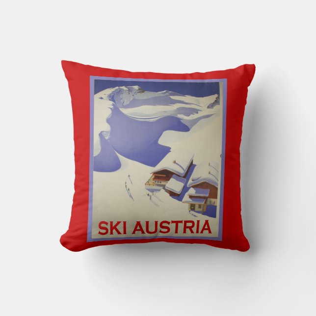  Ski Poster, Ski Oostenrijk Kussen (Voorkant)