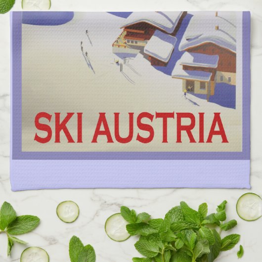  Ski Poster, Ski Oostenrijk Theedoek (Gevouwen)