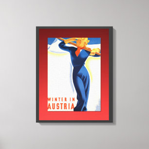 Ski-poster, winter in Oostenrijk Canvas Afdruk