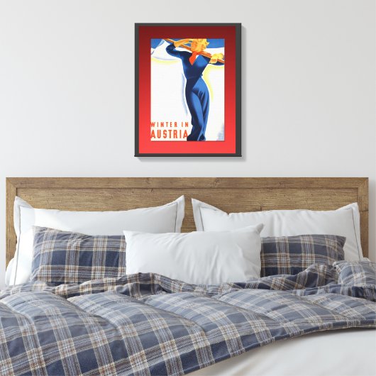 Ski-poster, winter in Oostenrijk Canvas Afdruk (Insitu (Slaapkamer))