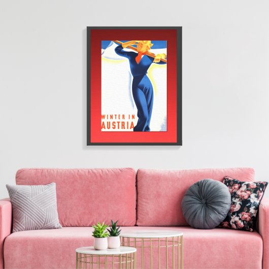 Ski-poster, winter in Oostenrijk Canvas Afdruk (Insitu (Woonkamer))