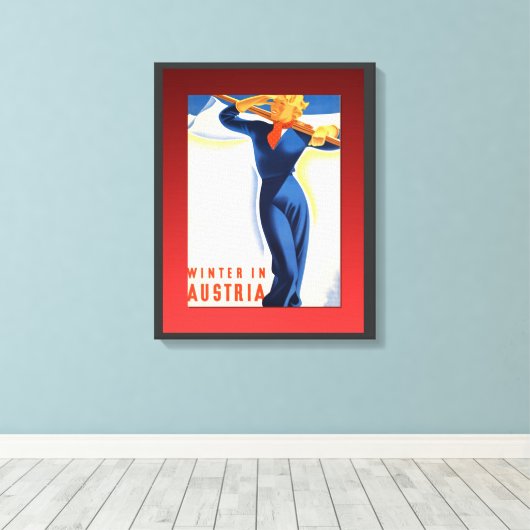 Ski-poster, winter in Oostenrijk Canvas Afdruk (Insitu (Houten vloer))