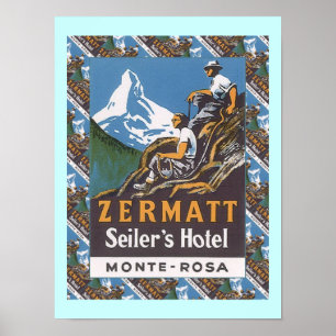  Ski Poster, Zermatt, Seiler's Hotel Poster