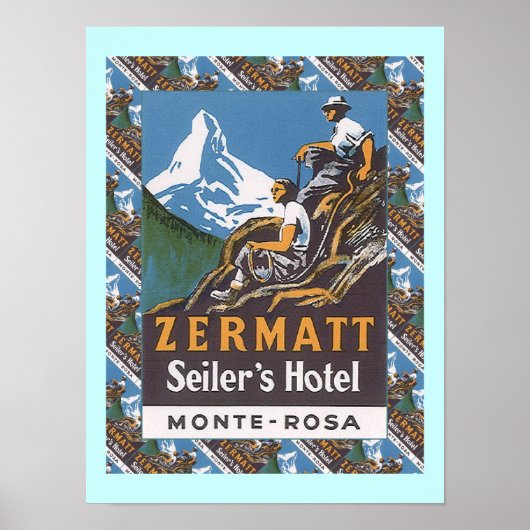 Ski Poster, Zermatt, Seiler's Hotel Poster (Voorkant)