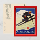  Ski Poster, Zwitserland, Adelboden Briefkaart (Voorkant / Achterkant)