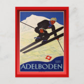  Ski Poster, Zwitserland, Adelboden Briefkaart (Voorkant)