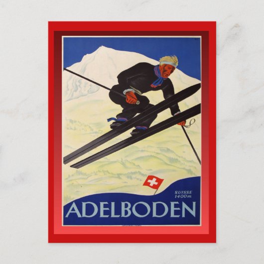  Ski Poster, Zwitserland, Adelboden Briefkaart (Voorkant)