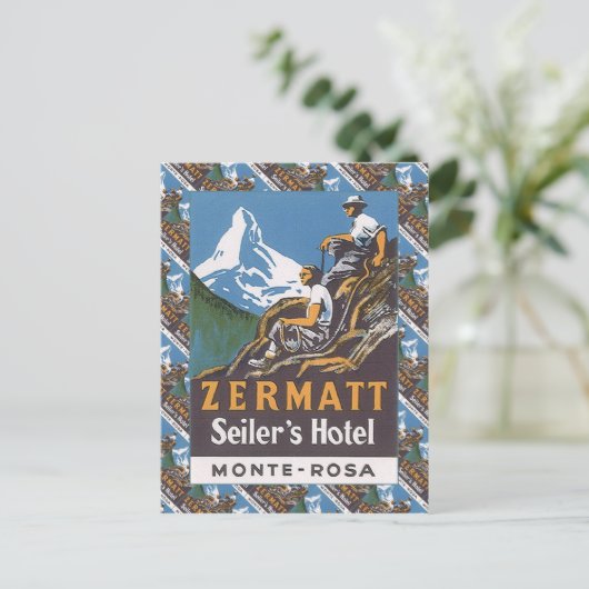 Ski Poster, Zwitserland, Zermatt; Briefkaart (Staand voorkant)