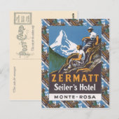 Ski Poster, Zwitserland, Zermatt; Briefkaart (Voorkant / Achterkant)
