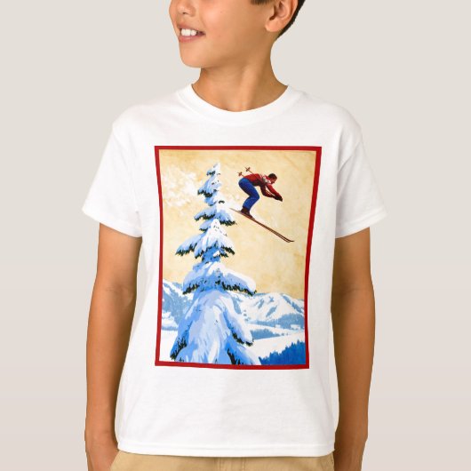 ski-posters, skijumper en dennenbomen t-shirt (Voorkant)