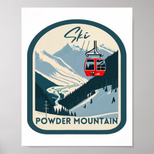 Ski Powder Mountain Retro Vintage Powder Mountain Poster