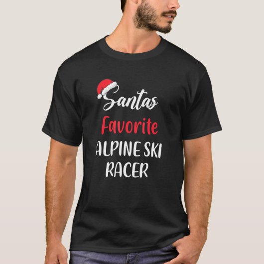 Ski Racer Kerstmis Skiën, favoriete Alpiene Ski Sk T-shirt (Voorkant)