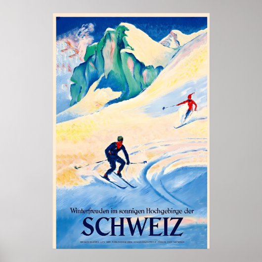 Ski races winterpret in de zonnige hooggebergte poster (Voorkant)