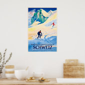 Ski races winterpret in de zonnige hooggebergte poster (Keuken)