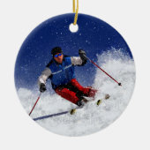 Ski Racing Down the Mountain Keramisch Ornament (Voorkant)