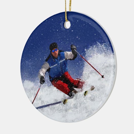 Ski Racing Down the Mountain Keramisch Ornament (Links)