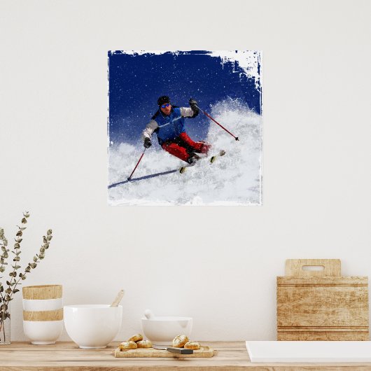 Ski Racing Down the Mountain Poster (Keuken)