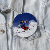 Ski Racing Down the Mountain Ronde Button 4,0 Cm (In situ)