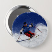Ski Racing Down the Mountain Ronde Button 4,0 Cm (Voorkant /achterkant)