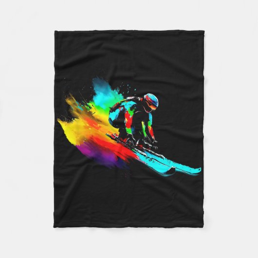 Ski Racing Rainbow Fleece Deken (Voorkant)