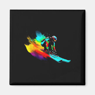 Ski Racing Rainbow Magneet
