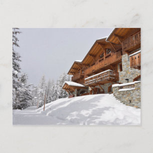 Ski resort chalet briefkaart