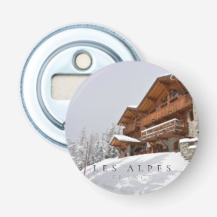 Ski-resort chalet in Alpen, Frankrijk Button Flesopener