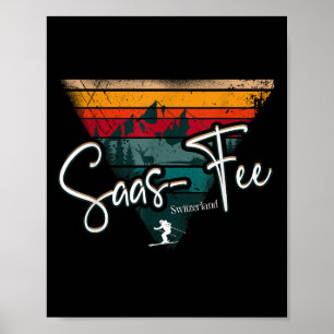 Ski-resort Saas-fee Zwitserse Alpen Alpineskiën Zw Poster