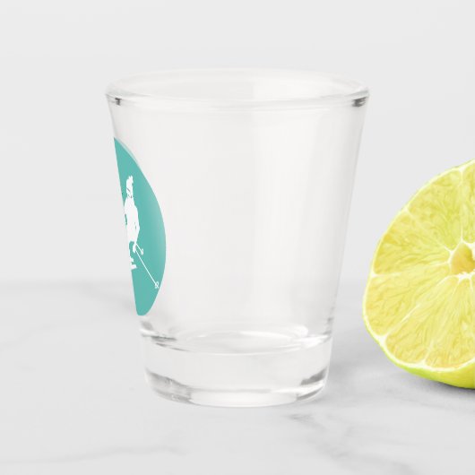 Ski Retro Skier Winter Blauwgroen Shot Glas (Rechts)