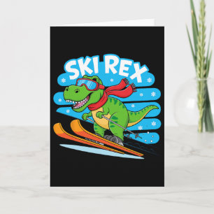Ski Rex Grappige Skiende Dinosaur Winter Sport Ont Kaart