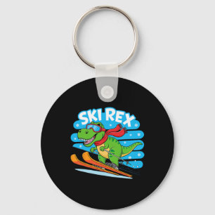 Ski Rex Grappige Skiende Dinosaur Winter Sporten O Sleutelhanger