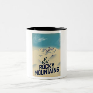 Ski Rocky Mountains VS Reuzen Koffiemok Tweekleurige Koffiemok