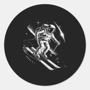 Ski ruimte wintersport skiën grappige skiër astron ronde sticker