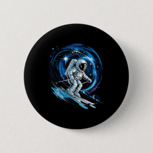 Ski ruimte wintersport skiër grappig ski astronau ronde button 5,7 cm