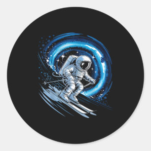 Ski ruimte wintersport skiër grappig skiën astrona ronde sticker