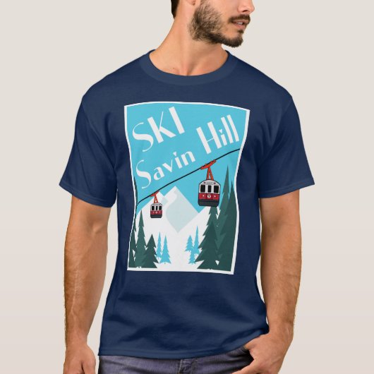 Ski Savin Hill Retro Ski Poster Style T-shirt (Voorkant)