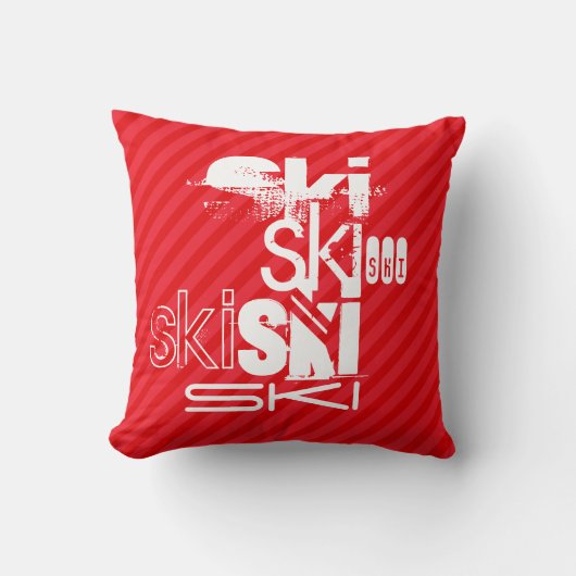 Ski; Scarlet Red Stripes Kussen (Voorkant)