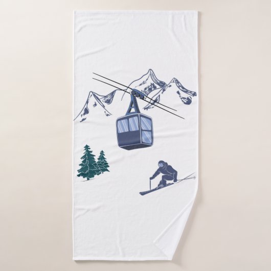 Ski Scene Winter Sports Badhanddoek (Badhanddoek)