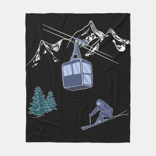 Ski Scene Winter Sports Fleece Deken (Voorkant)