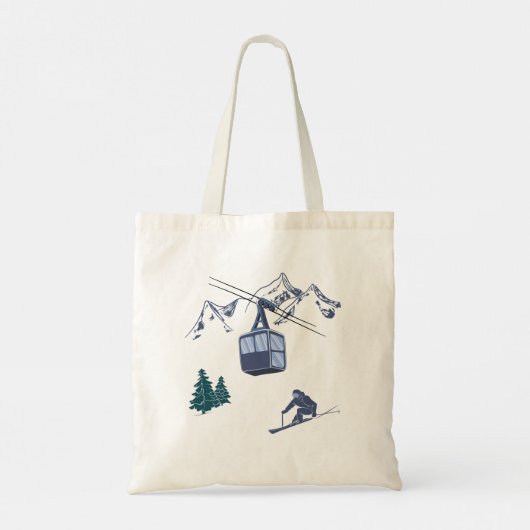 Ski Scene Winter Sports Tote Bag (Achterkant)
