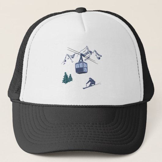Ski Scene Winter Sports Trucker Pet (Voorkant)