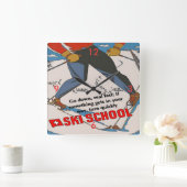 Ski School Funny Vierkante Klok (Huis)
