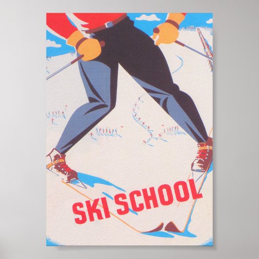 Ski School Retro  Ski Poster (Voorkant)