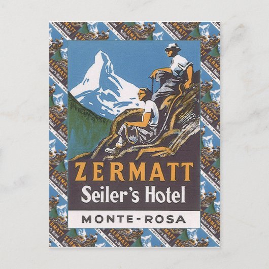 ski, Seiler's Hotel, Zermatt Briefkaart (Voorkant)