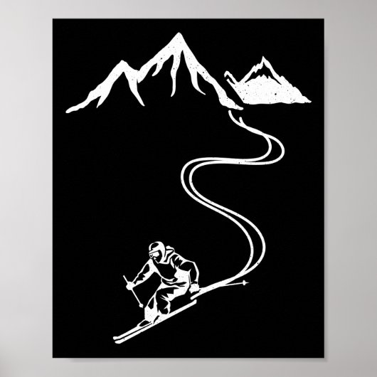 Ski Skiing Mountains Skier Winter Sport Poster (Voorkant)
