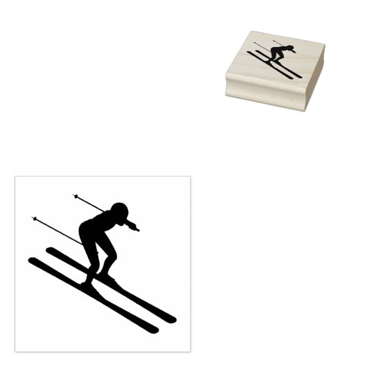 Ski Skiing Mountains Skier Winter Sport Rubberstempel (Gestempeld)