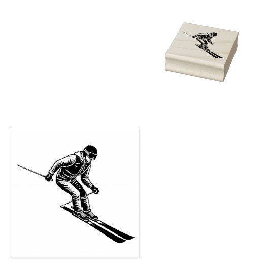 Ski Skiing Mountains Skier Winter Sport Rubberstempel (Gestempeld)