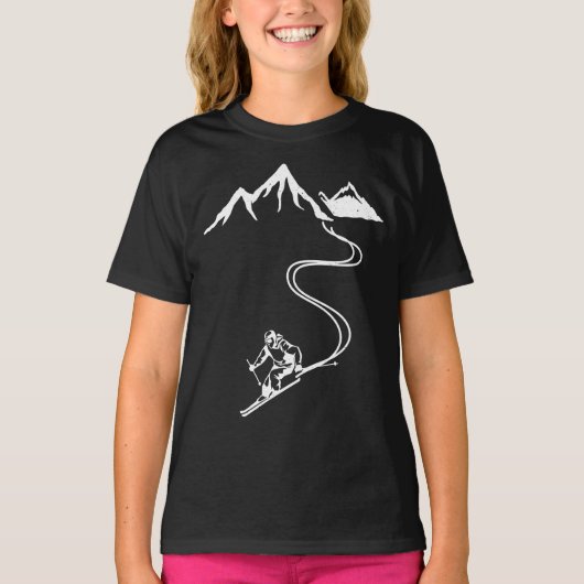 Ski Skiing Mountains Skier Winter Sports T-shirt (Voorkant)