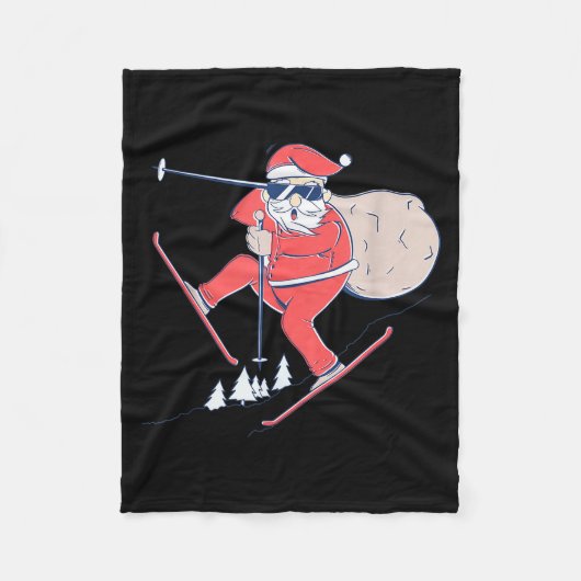 Ski Skiing Snow Santa Claus Christmas X-mas Gift  Fleece Deken (Voorkant)